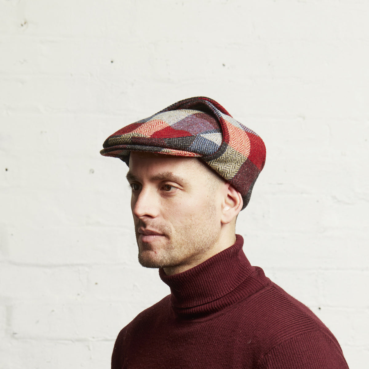 LOGAN tweed virgin wool cap with earflaps, Made in Italy cap - Sunrise