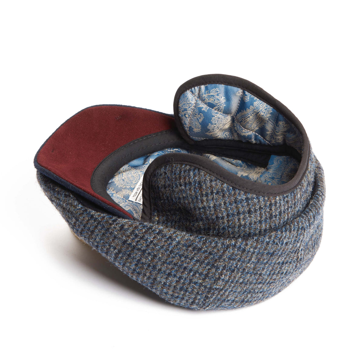 Aaron Harris Tweed wool cap with earflaps - Pebbles