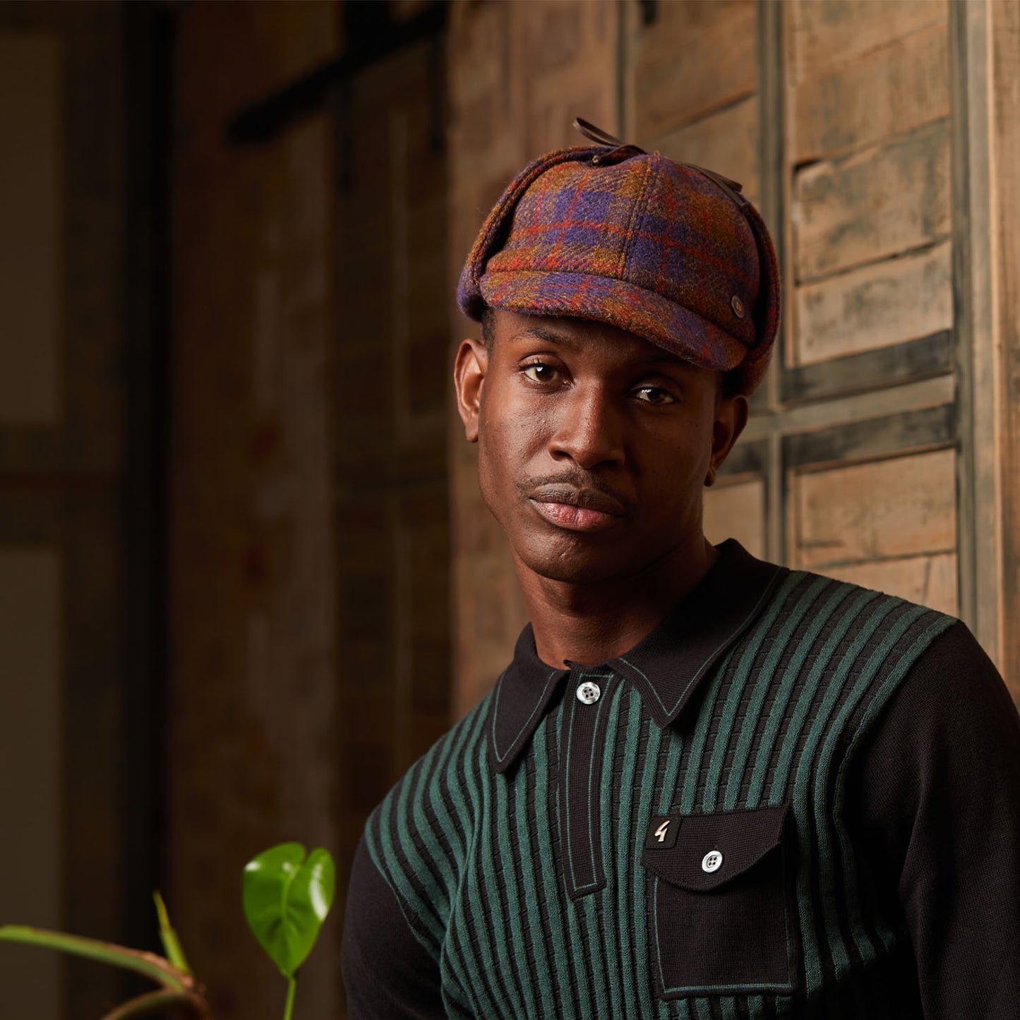 BLAKE Tweed wool Deerstalker, Made in Italy cap - Grape