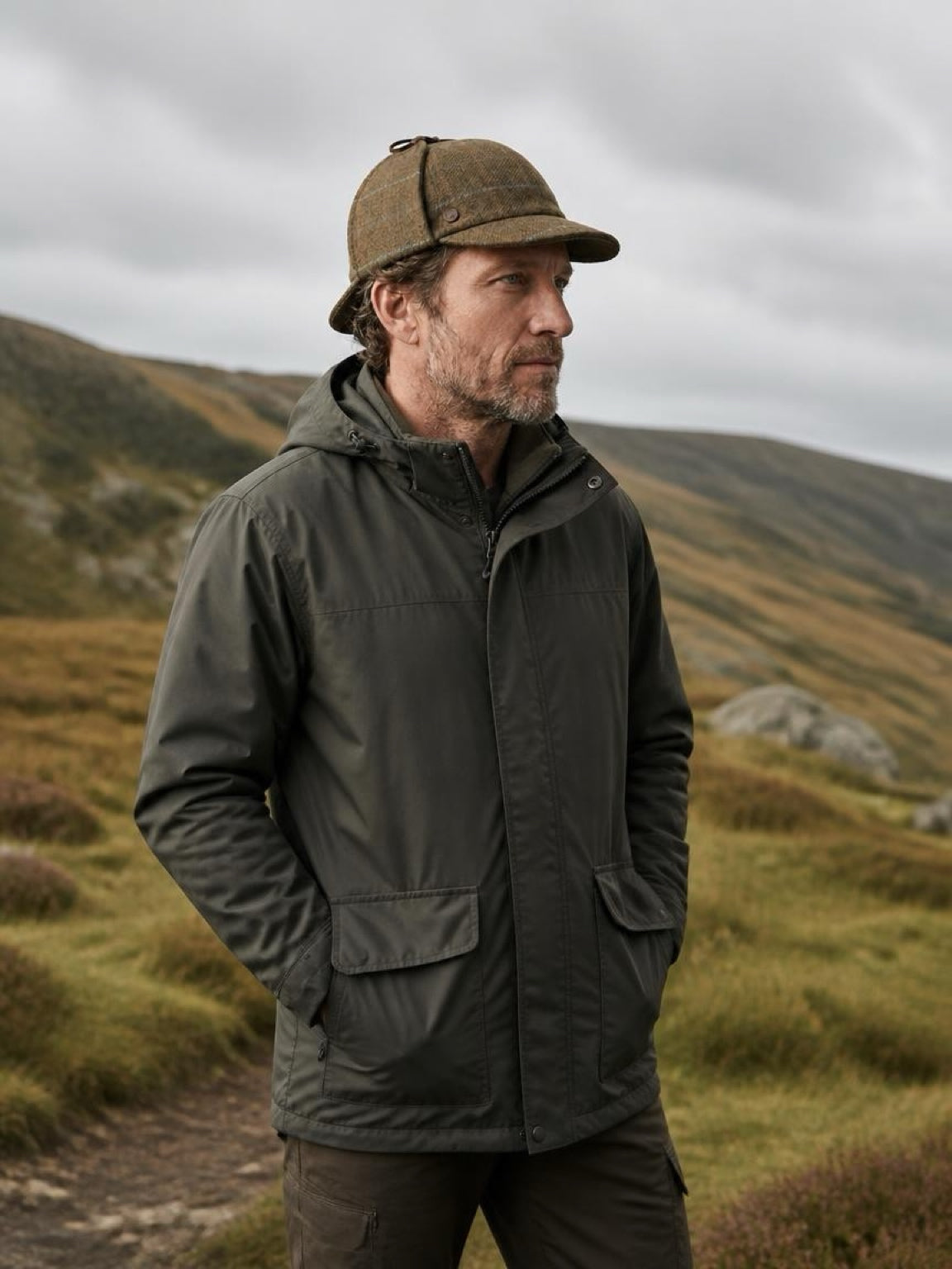 BLAKE Tweed wool Deerstalker, Made in Italy cap - Mustard