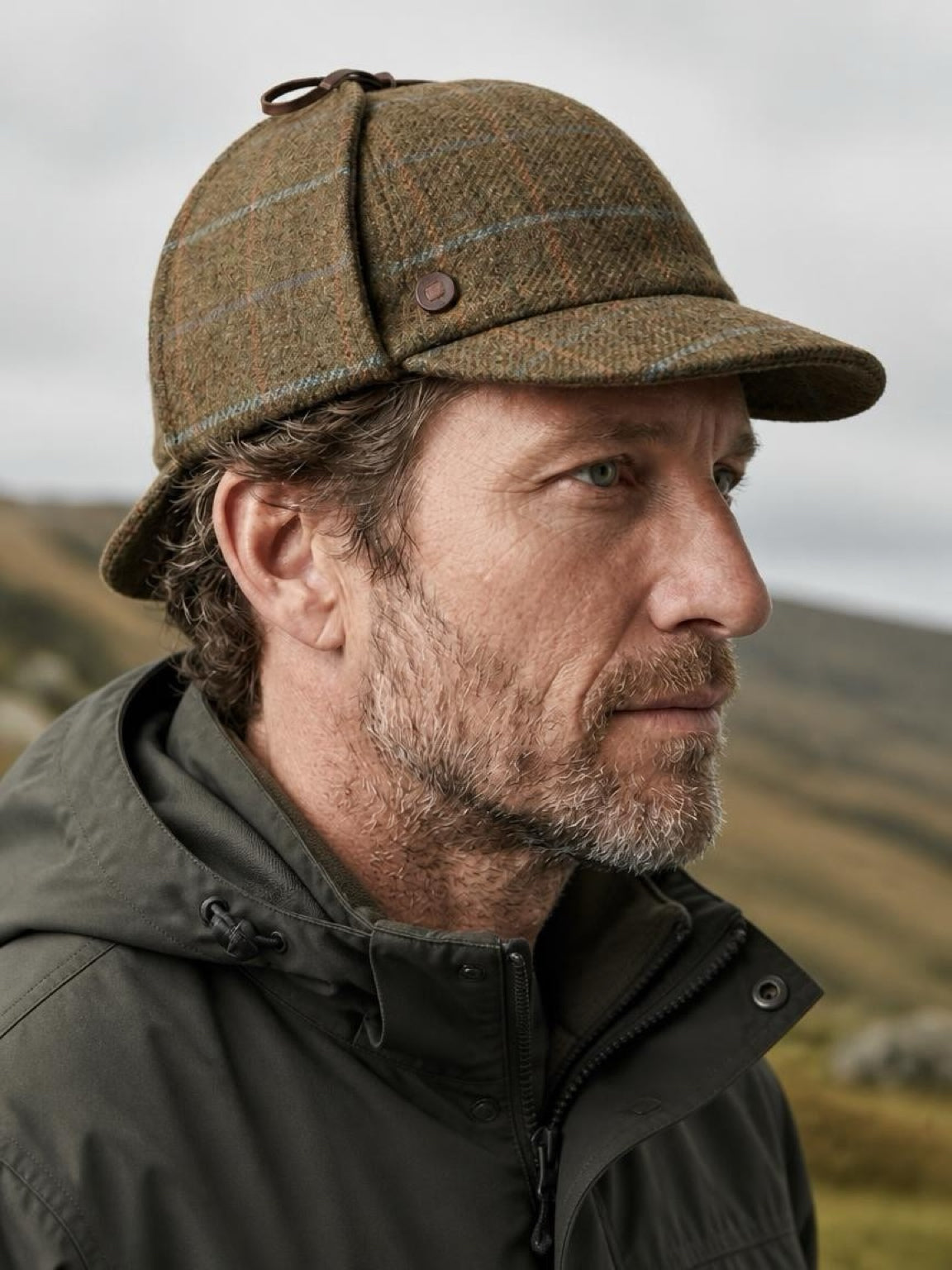 BLAKE Tweed wool Deerstalker, Made in Italy cap - Mustard