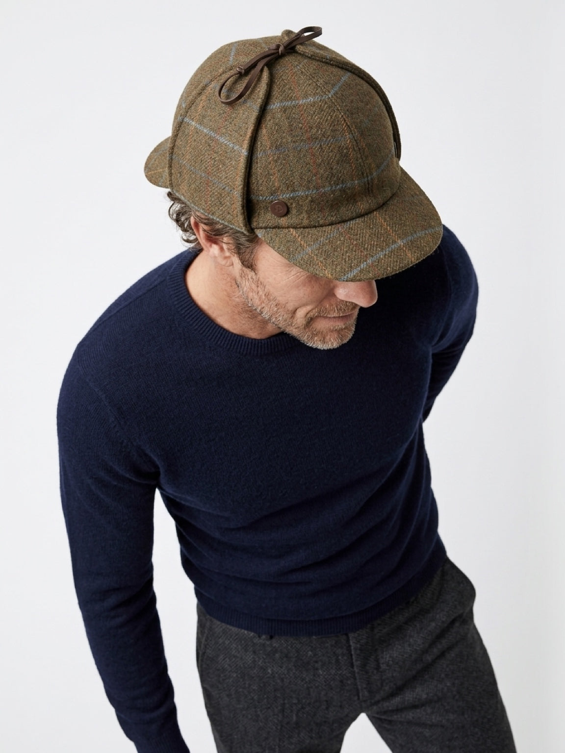 BLAKE Tweed wool Deerstalker, Made in Italy cap - Mustard
