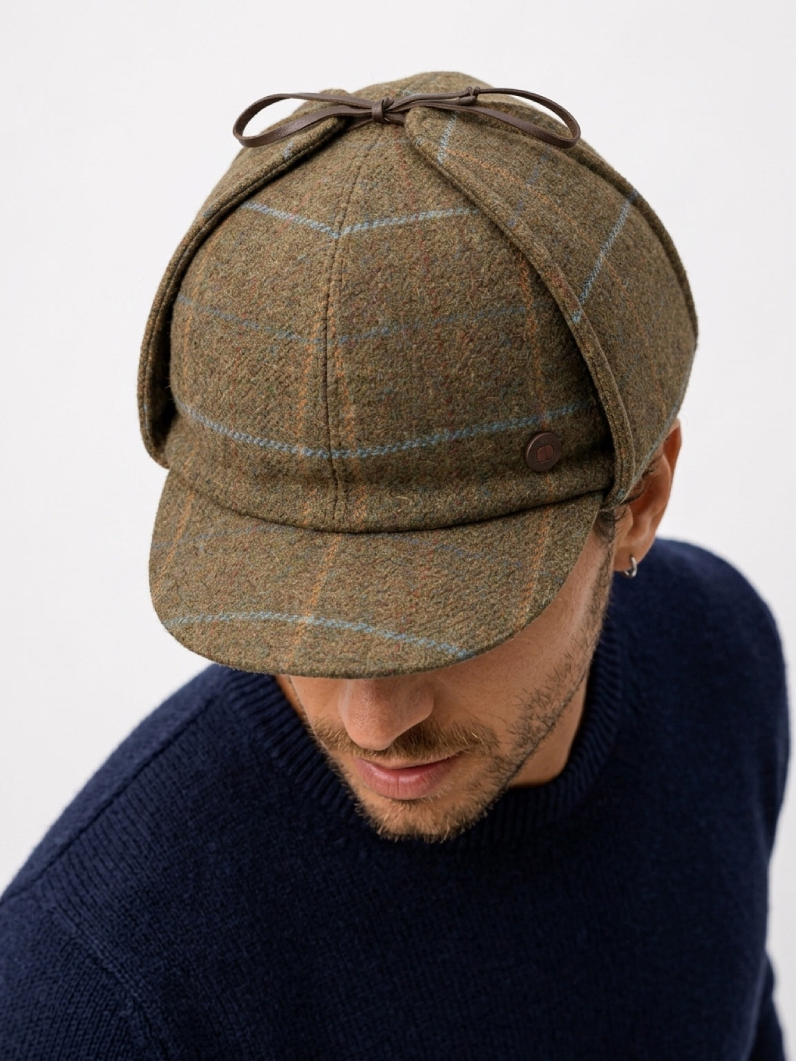 BLAKE Tweed wool Deerstalker, Made in Italy cap - Mustard