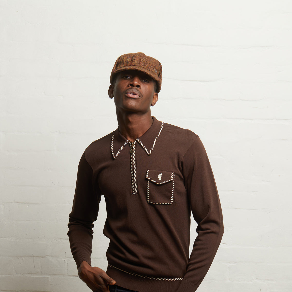 BLAKE Tweed wool Deerstalker, Made in Italy cap - Umber