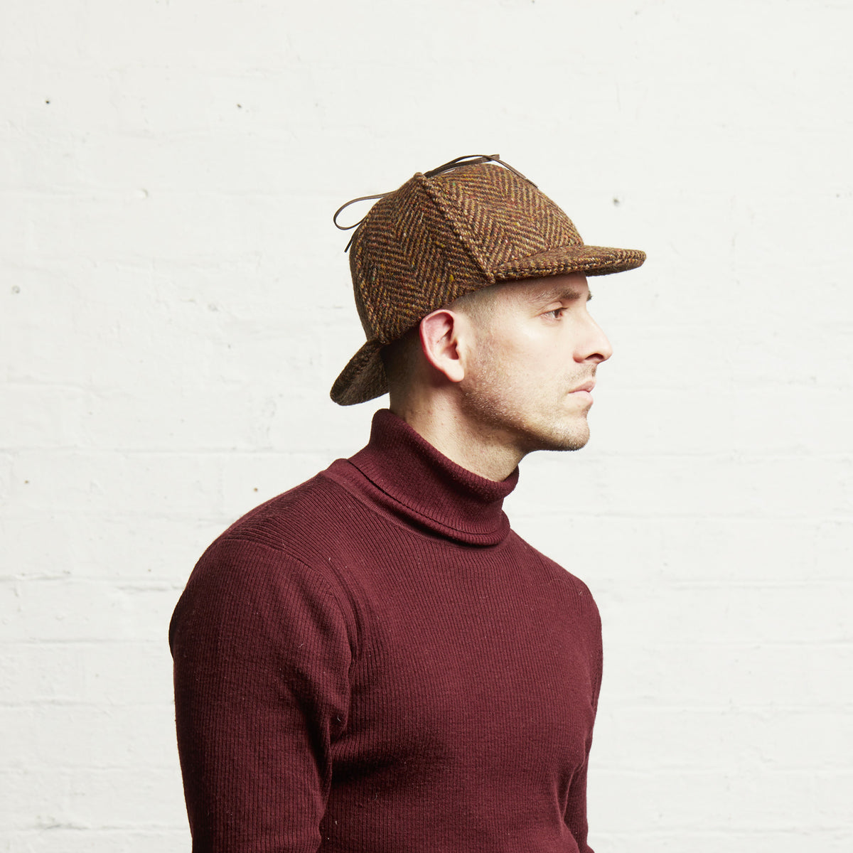 BLAKE Tweed wool Deerstalker, Made in Italy cap - Pecan