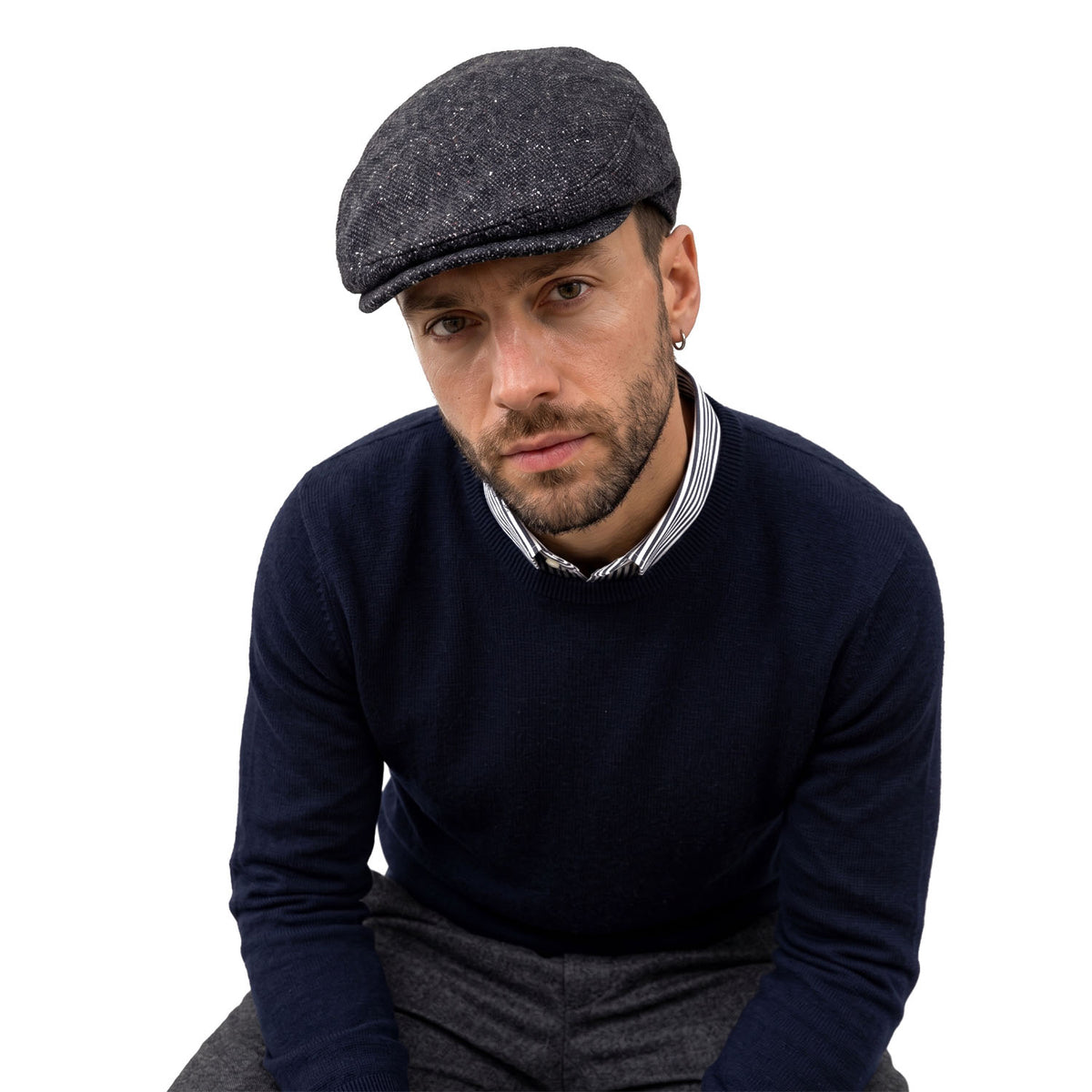 COOPER Italian Tweed Wool Flat Cap - Carbon