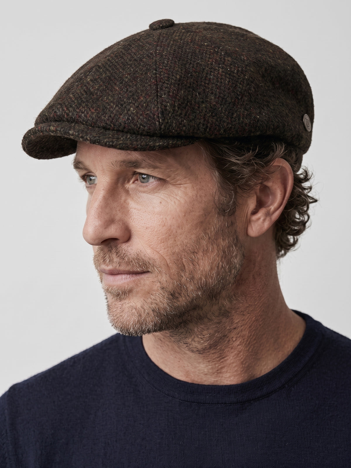 HARRISON - Chestnut - Harris Tweed Newsboy Cap
