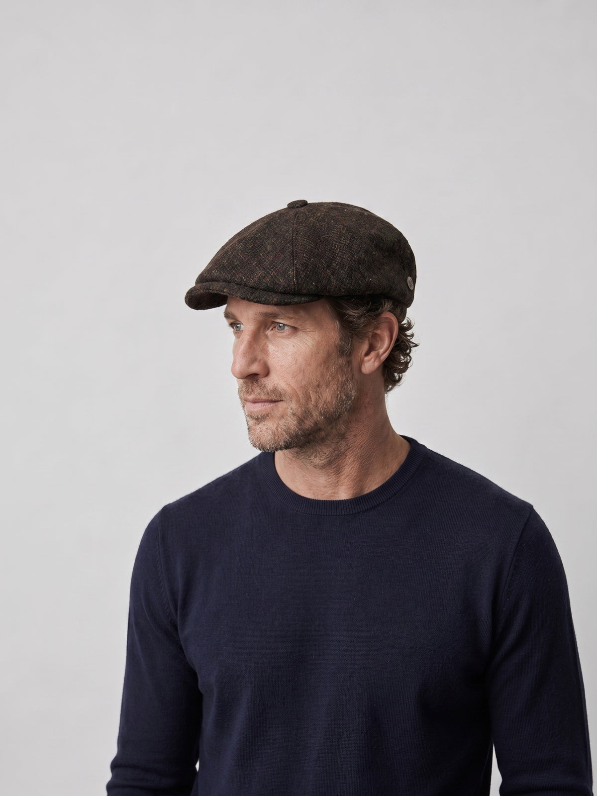HARRISON - Chestnut - Harris Tweed Newsboy Cap
