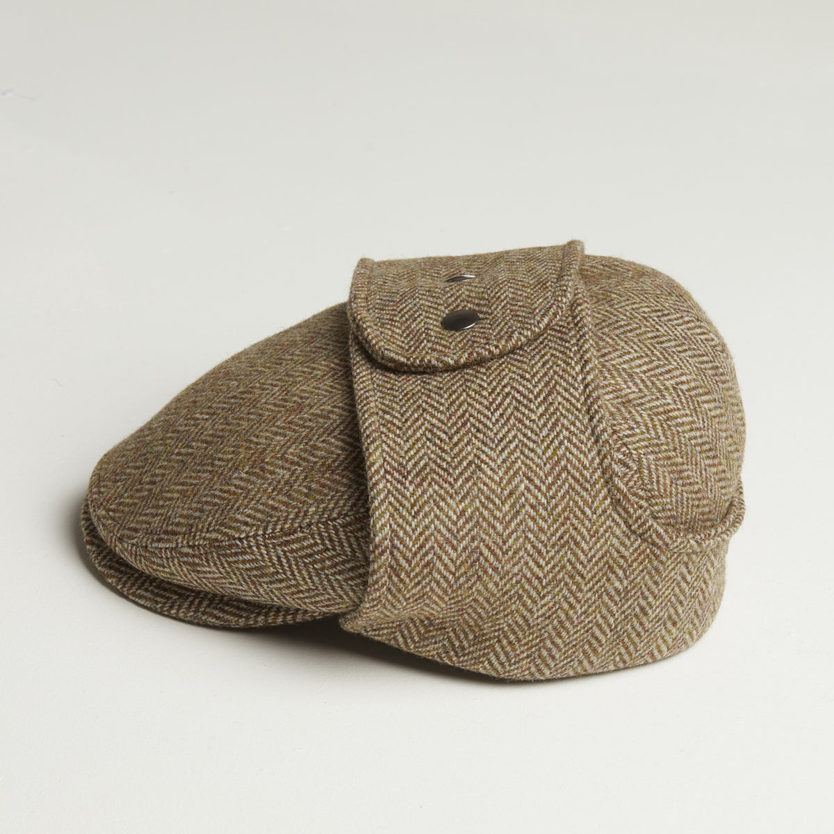 LOGAN tweed virgin wool cap with earflaps, Made in Italy cap - Heather