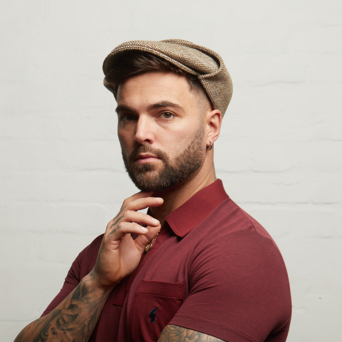 LOGAN tweed virgin wool cap with earflaps, Made in Italy cap - Heather