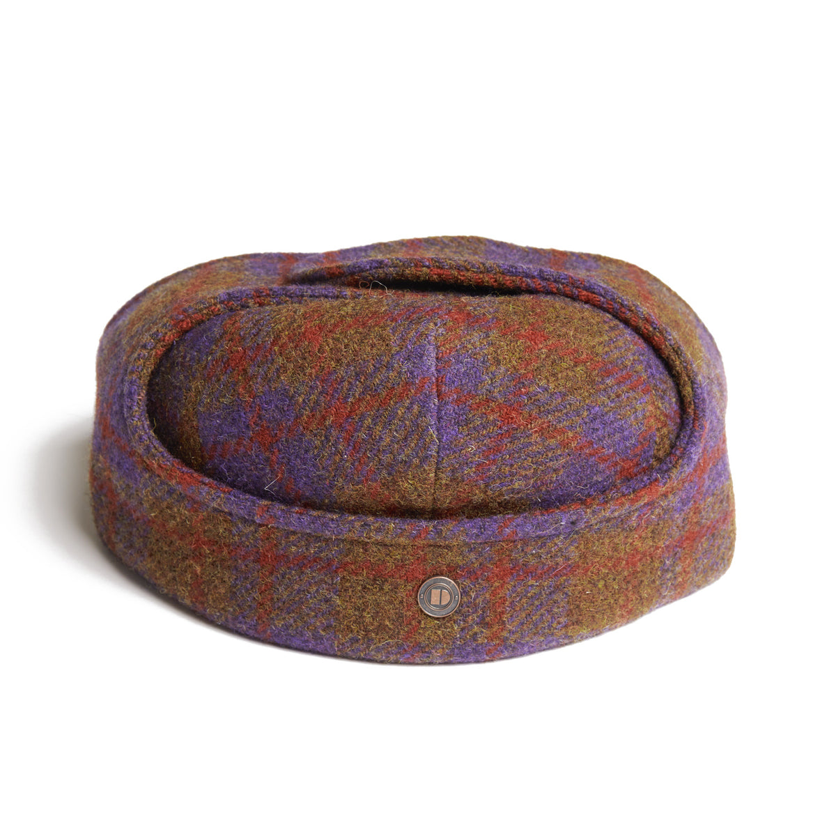 LOGAN tweed virgin wool cap with earflaps, Made in Italy cap - Grape