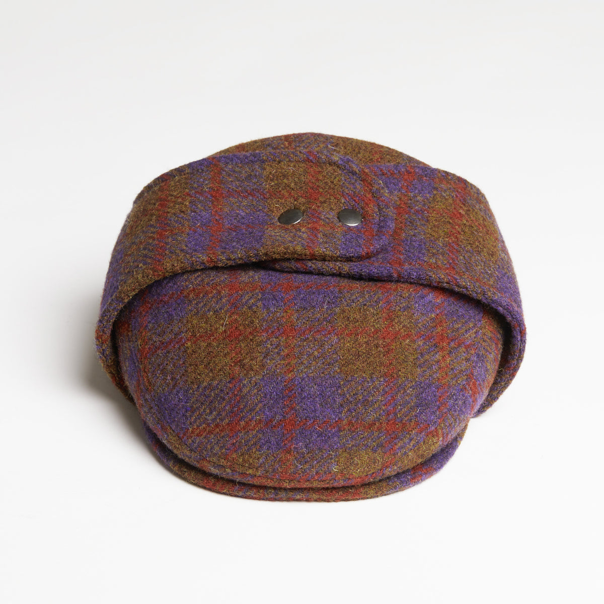 LOGAN tweed virgin wool cap with earflaps, Made in Italy cap - Grape