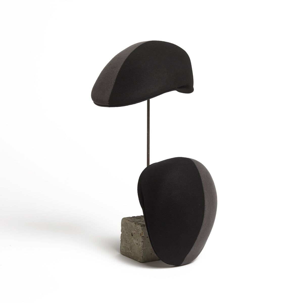 Presley Two-Tone Blocked Felt Cap - Grey Black
