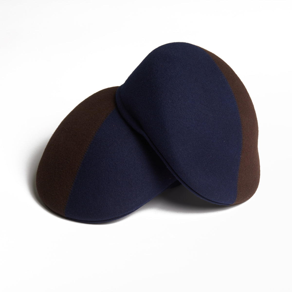 Presley Two-Tone Blocked Felt Cap - Navy Brown