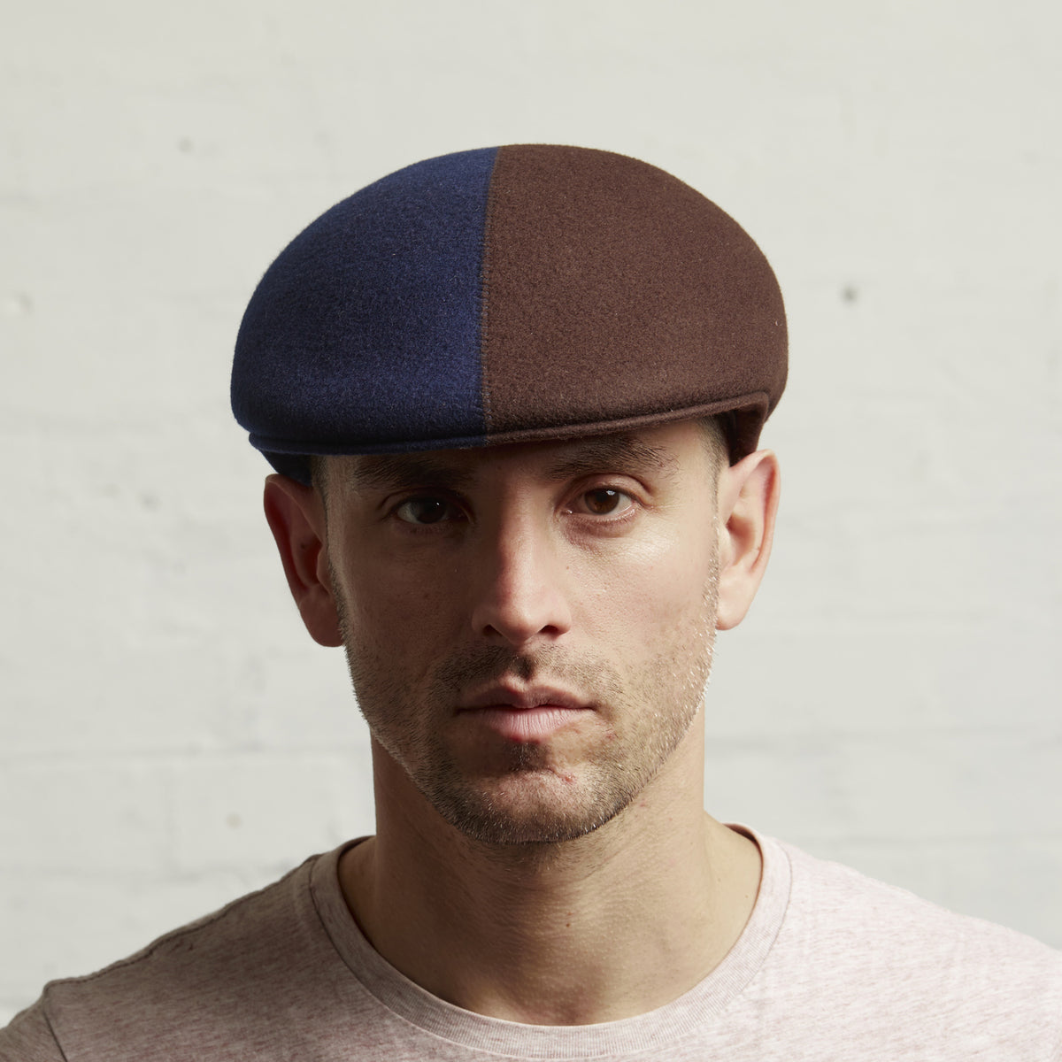 Presley Two-Tone Blocked Felt Cap - Navy Brown