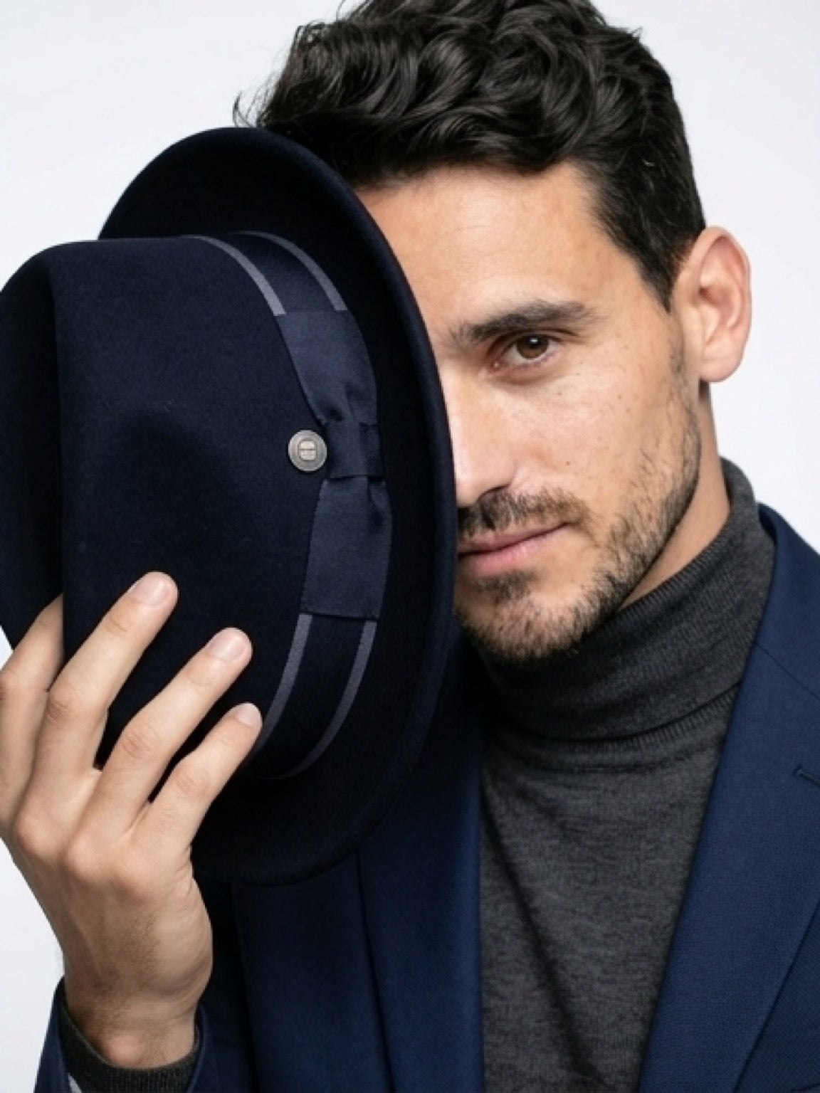 Robin wool felt two tone trilby fedora hat - Black