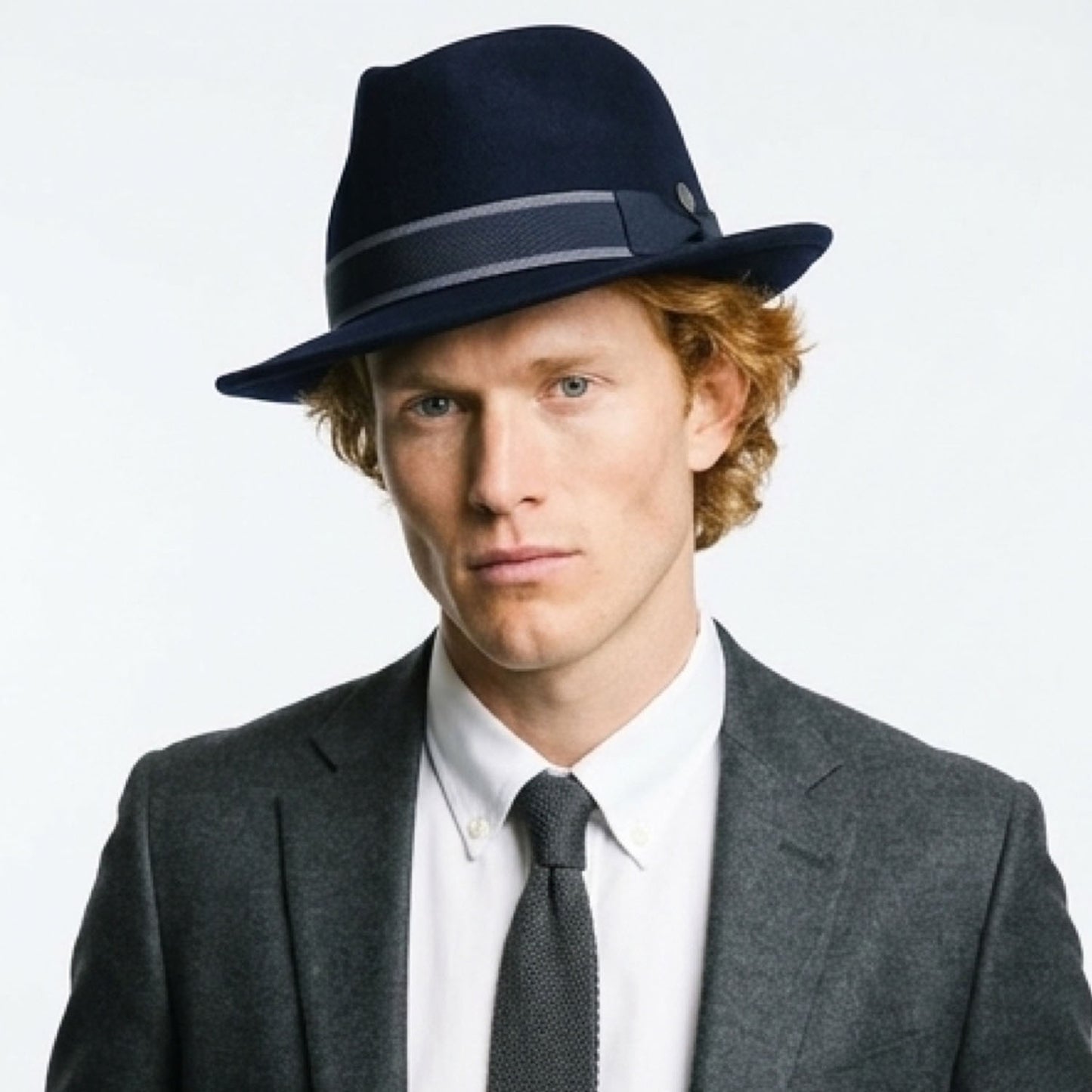 Robin wool felt two tone trilby fedora hat - Black