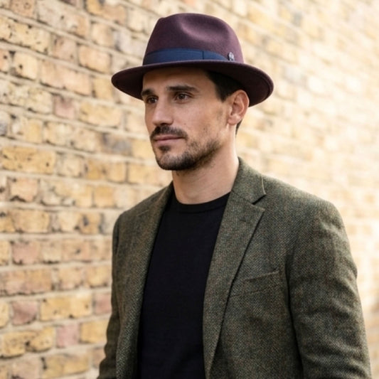 Robin wool felt two tone trilby fedora hat - Coffee