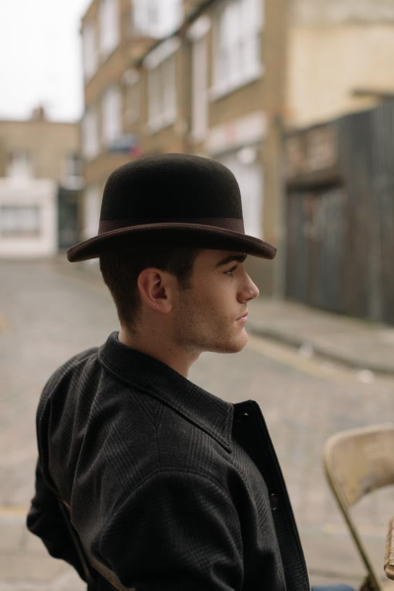 Brooke black/brown wool felt bowler derby hat