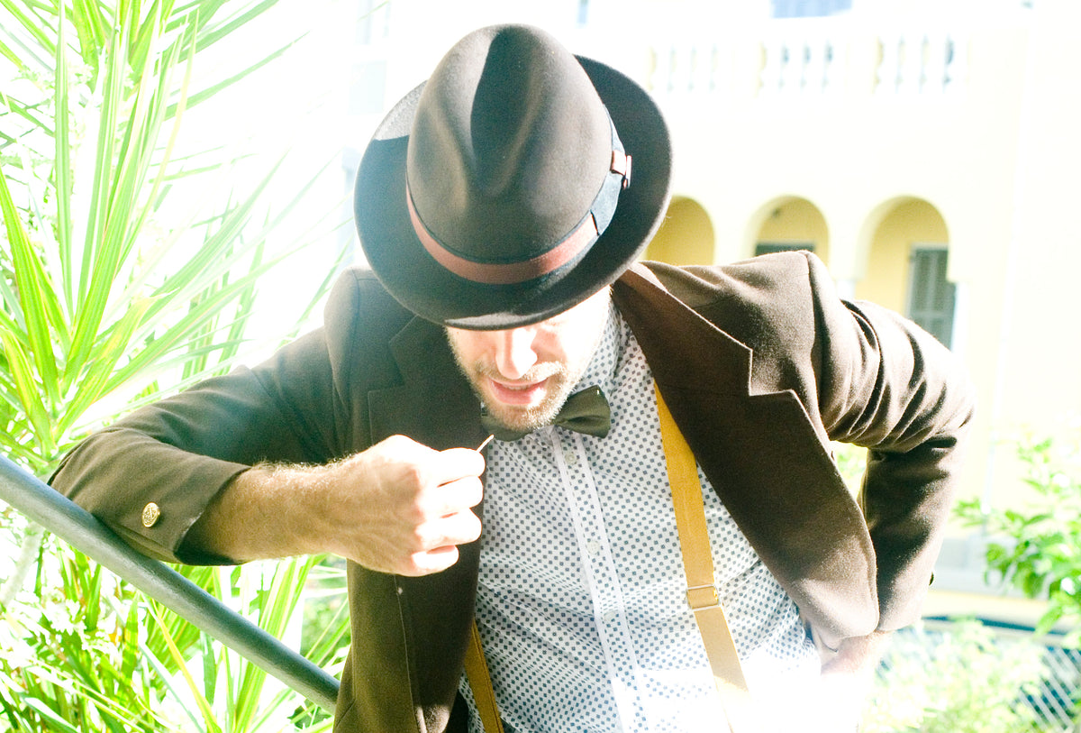 Robin wool felt two tone trilby fedora hat - Coffee